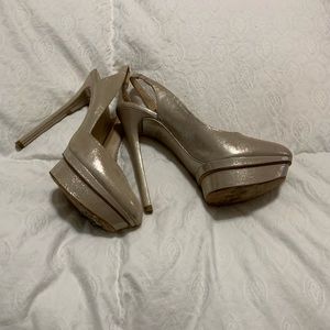 Brian Atwood champagne platform heels